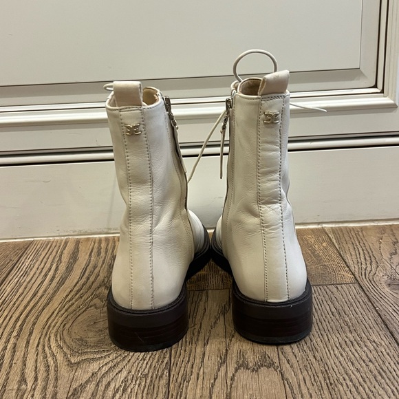 Sam Edelman Leather Lace Up Ivory Boots, 7.5 - Picture 6 of 6